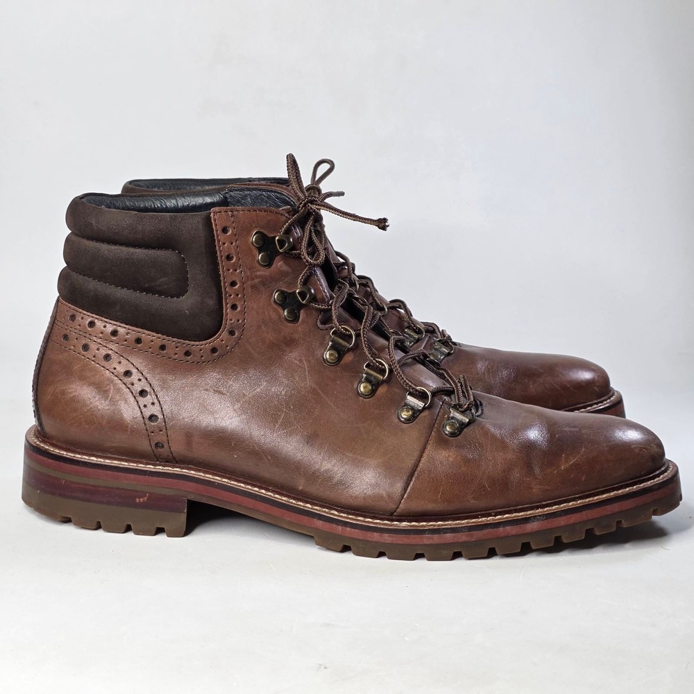 Johnston & Murphy J&M 1850 Karnes Boots Men's 12 M Brown Leather Wingtip Shoes